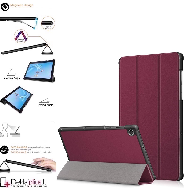 Dirbtinės odos atverčiamas dėklas planšetei - bordo spalvos( Lenovo Tab M10 10.3/M10 Plus (X606F) Dirbtinės odos atverčiamas dėklas planšetei - bordo spalvos( Lenovo Tab M10 10.3/M10 Plus (X606F)